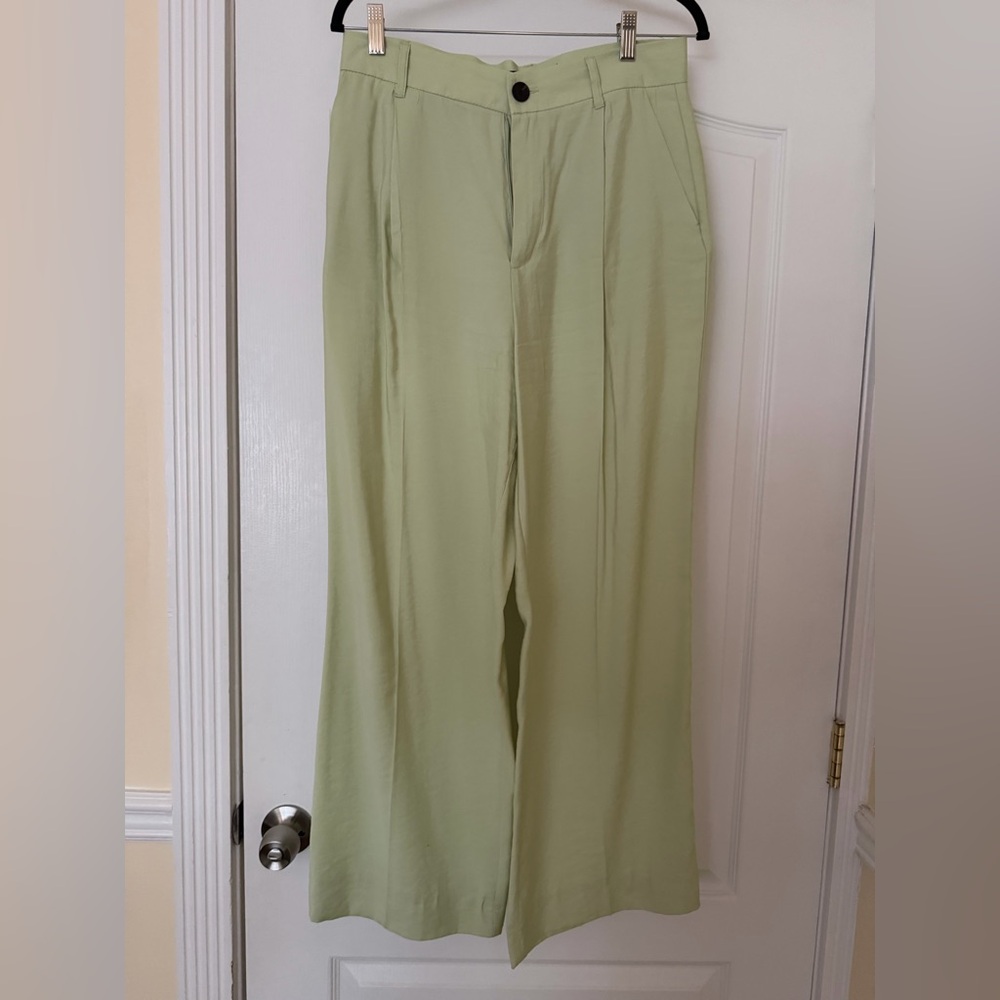 Zara Light Green Wide-Leg Women’s Pants